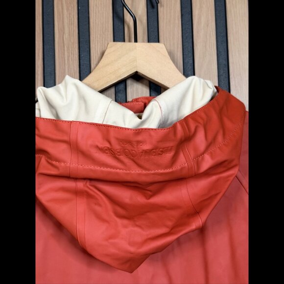 Ilse Jacobsen Hornbaek Raincoat 34 / US 4 Womens Orange Trench Button Snap Rainy - Picture 7 of 11